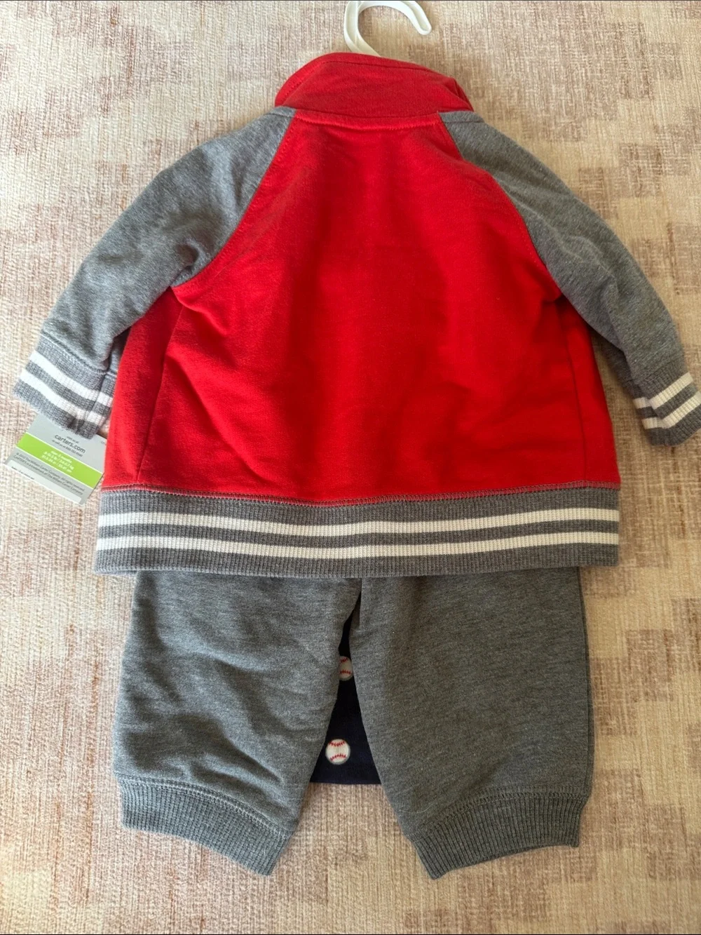 Carter's Red, Gray & Navy 3-Piece Baby Baseball Sports Set size 3M NWT